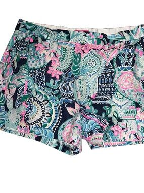 Lilly Pulitzer blue pink 100% cotton summer shorts 12